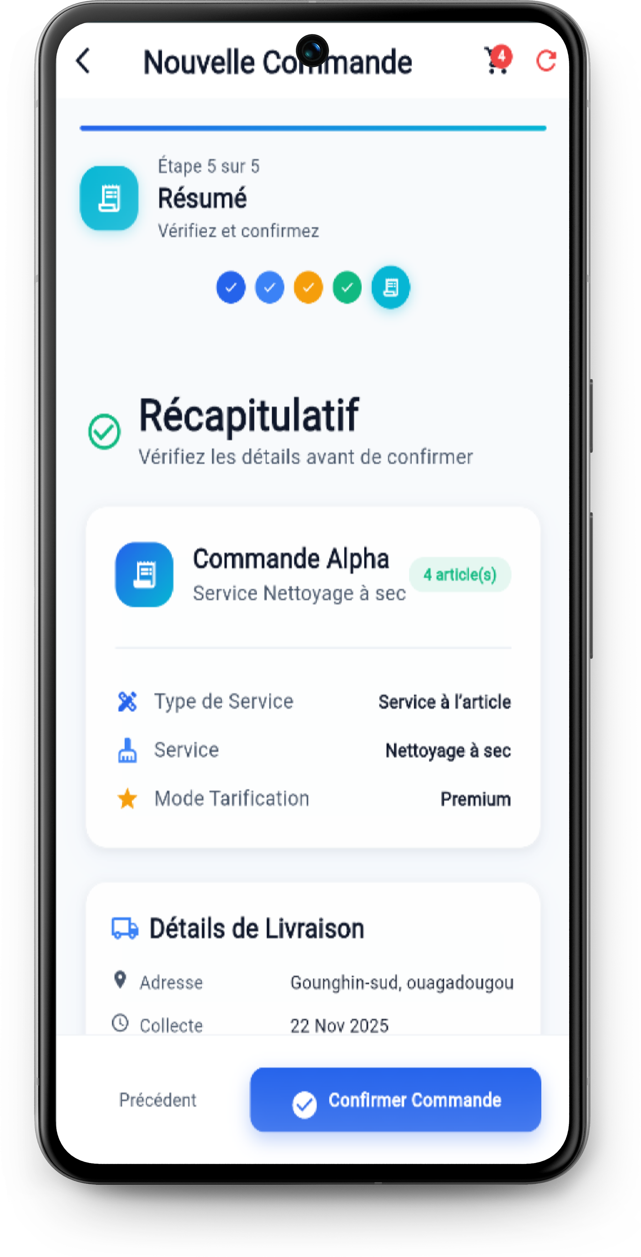 Récapitulatif de commande